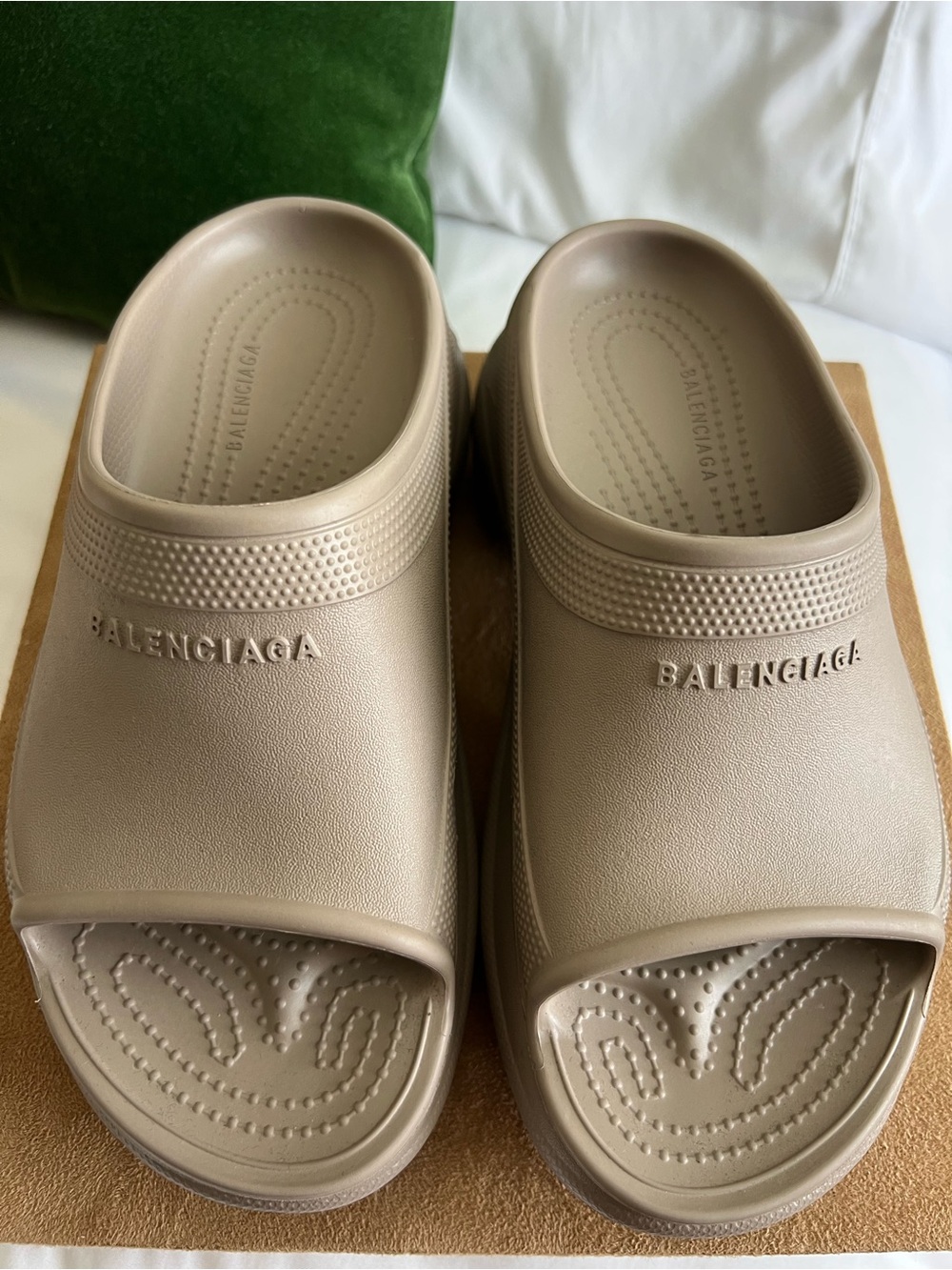 Balenciaga Men’s Taupe Beige Slide Sandals